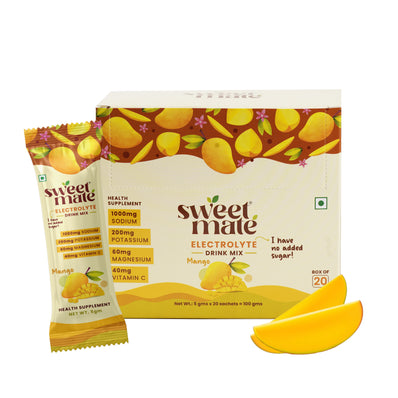 Sweetmate Electrolyte Drink Mix- Mango Flavour (Pack of 20)