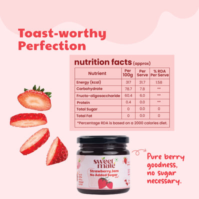 Sweetmate No Added Sugar Diabetic Friendly Strawberry Jam - 220g