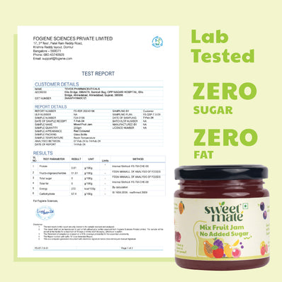 Sweetmate No Added Sugar 100% Pure Pulp Mix Fruit Jam - 220g