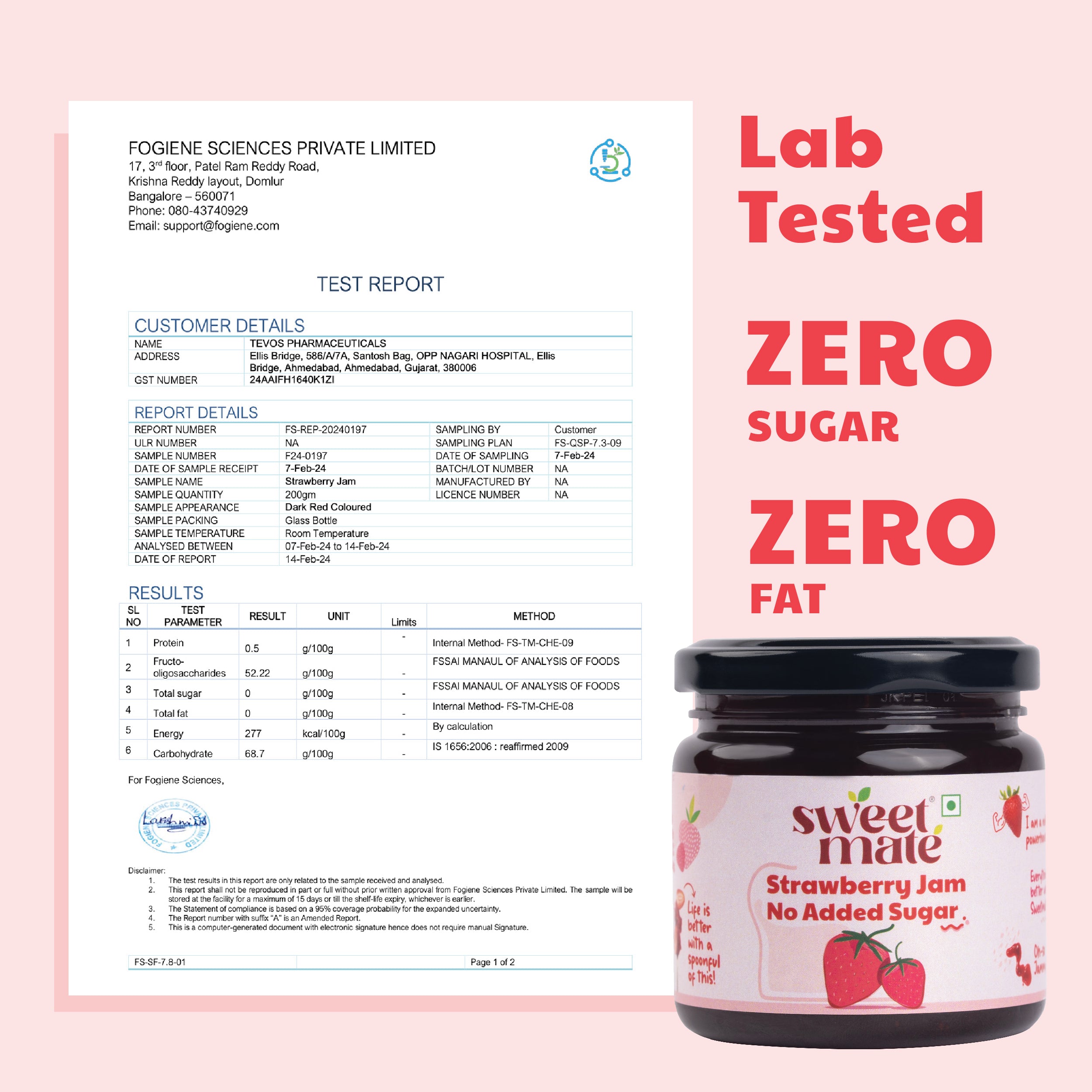 Sweetmate No Added Sugar Diabetic Friendly Strawberry Jam - 220g