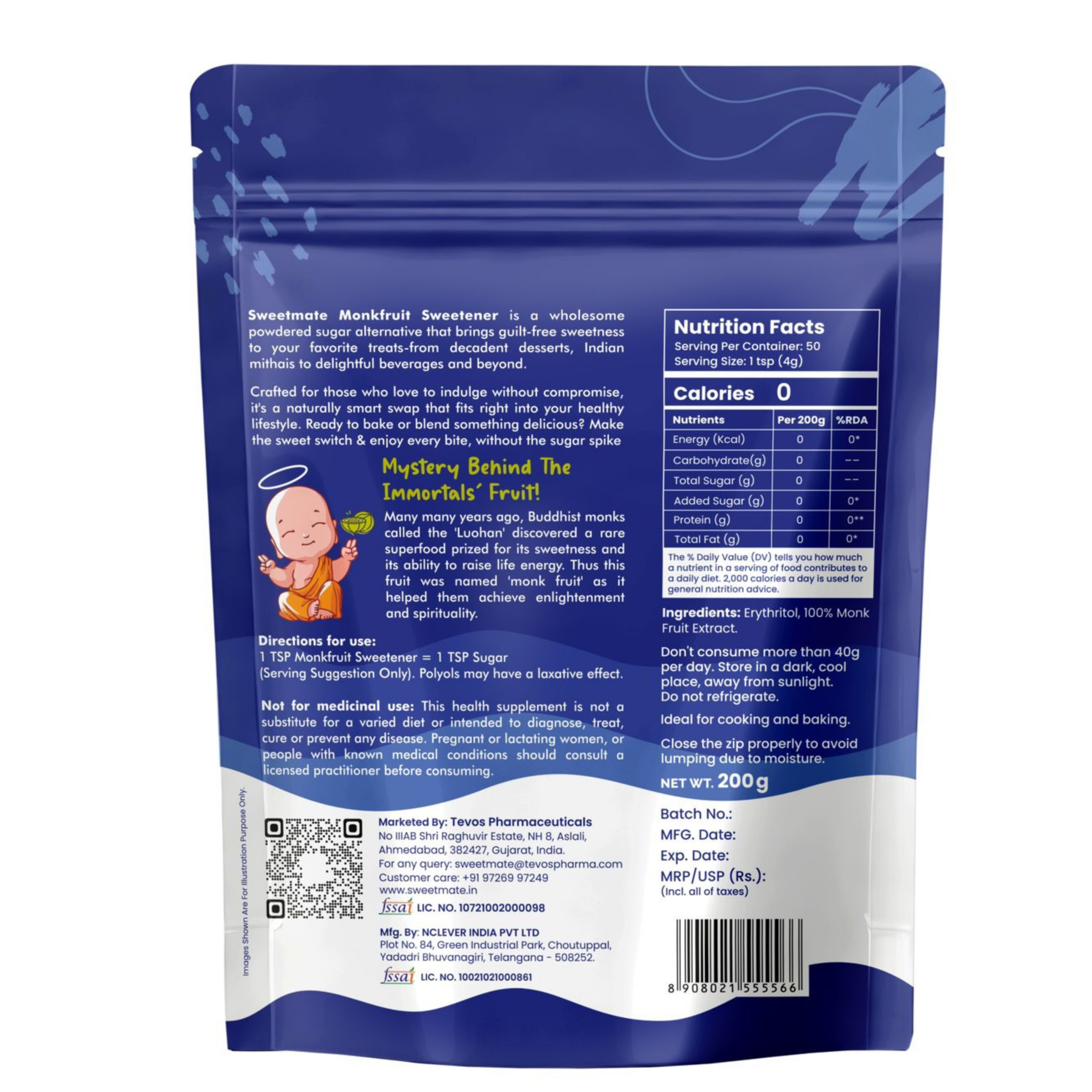 Sweetmate Monk Fruit Powder 200gm