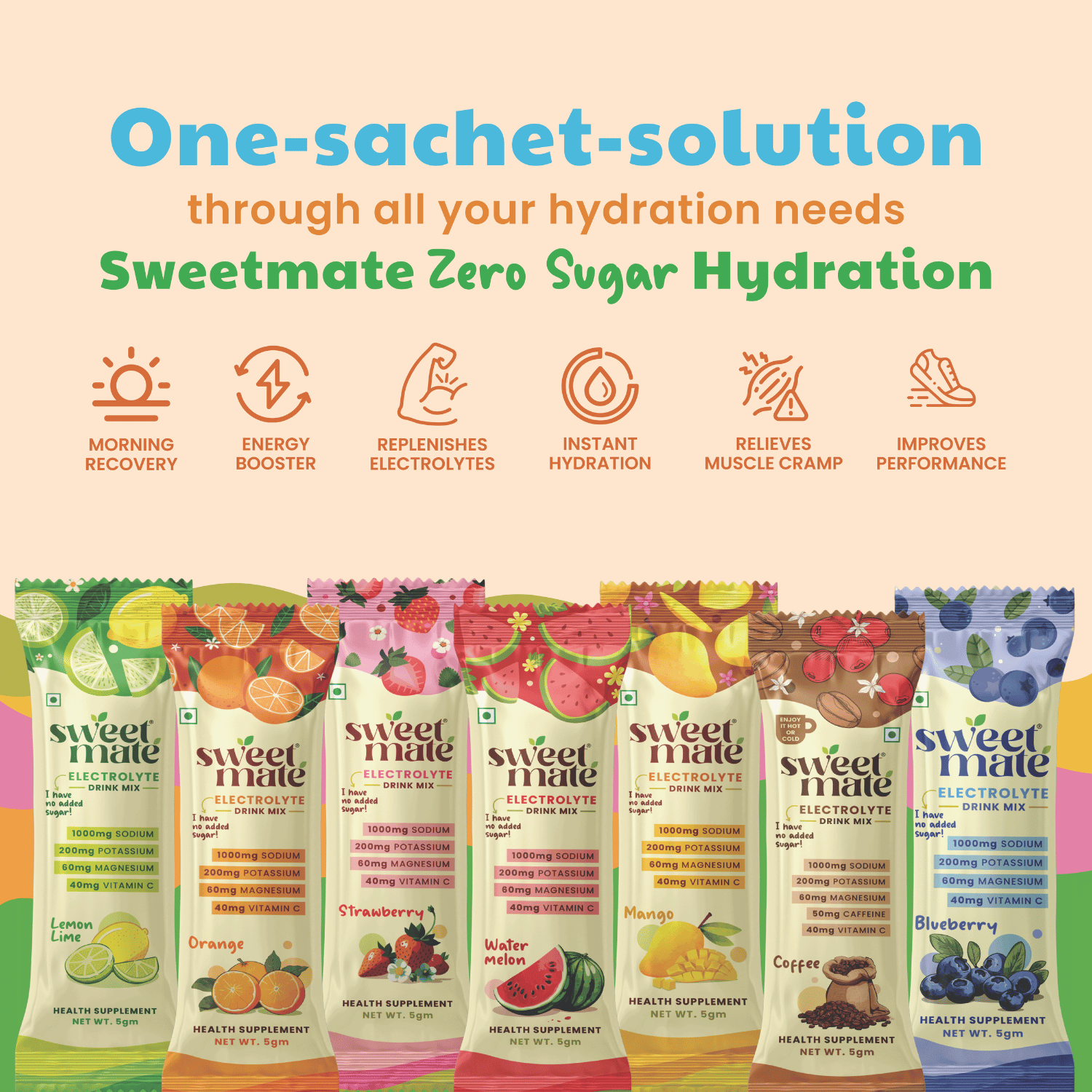 Sweetmate Electrolyte Drink Mix- Coffee Flavour (Pack of 20)
