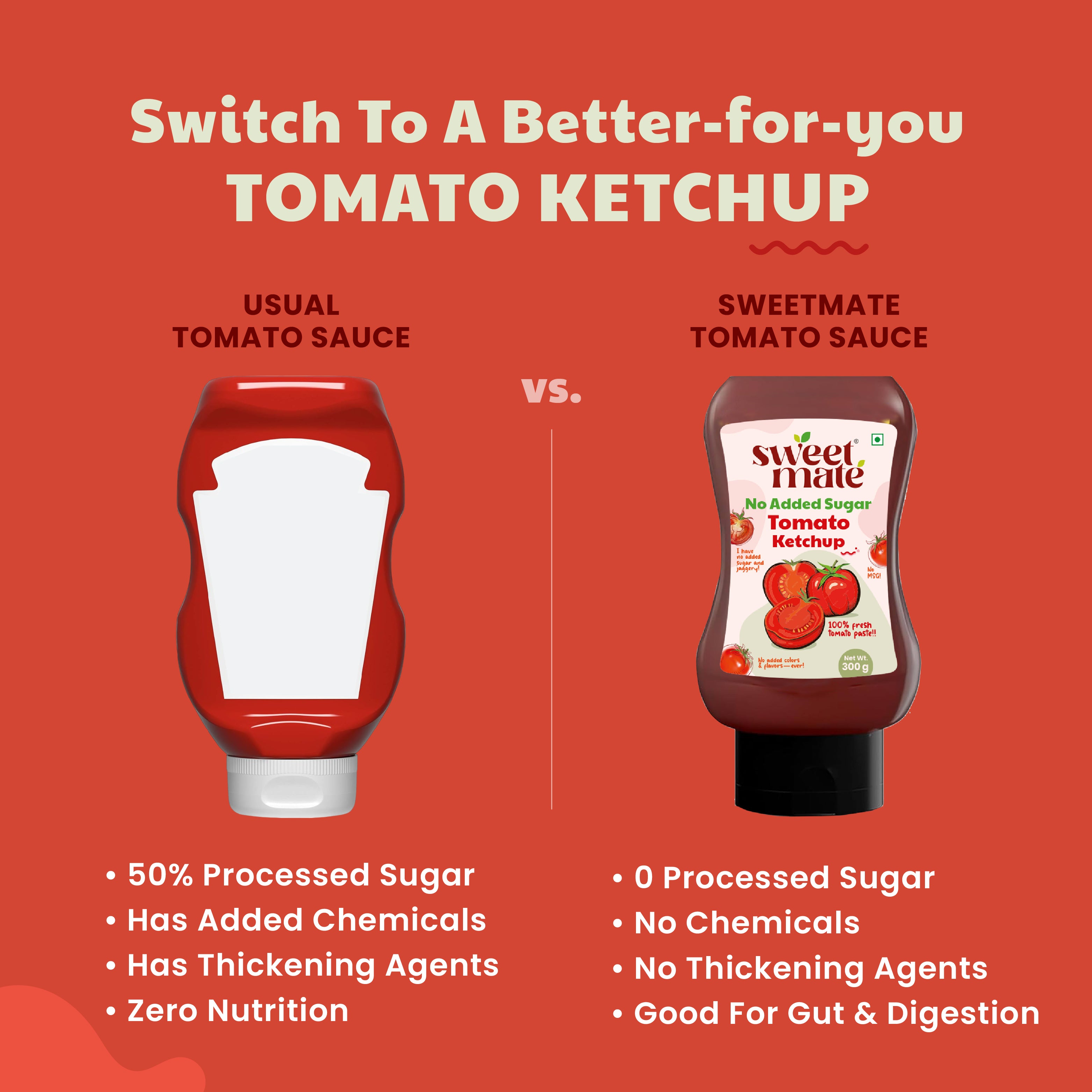 Sweetmate Tomato Ketchup | No Added Sugar & Jaggery | 300g