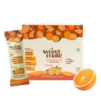 Sweetmate Electrolyte Drink Mix- Orange Flavour (Pack of 20)