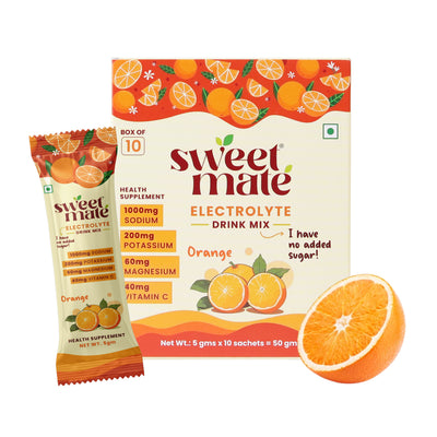 Sweetmate Electrolyte Drink Mix- Orange Flavour (Pack of 10)