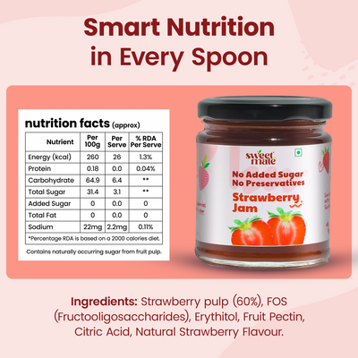 Sweetmate No Added Sugar Diabetic Friendly Strawberry Jam - 220g