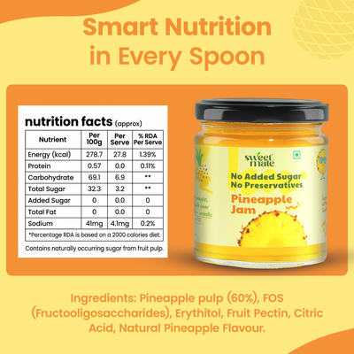 Sweetmate Zero Sugar Diabetic Friendly Pineapple Jam - 220g