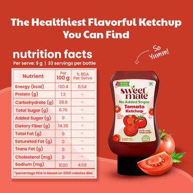 Sweetmate Tomato Ketchup | No Onion, No Garlic | No Sugar or Jaggery | Healthy & Tasty |300g