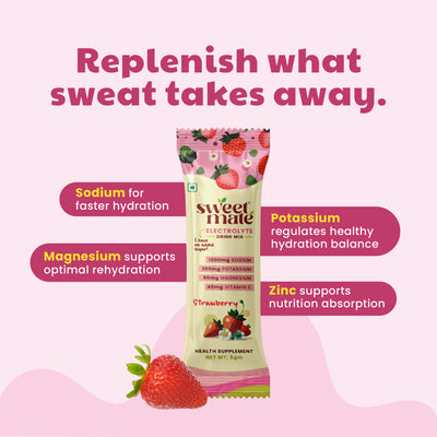 Sweetmate Electrolyte Drink Mix- Strawberry Flavour (Pack of 20)