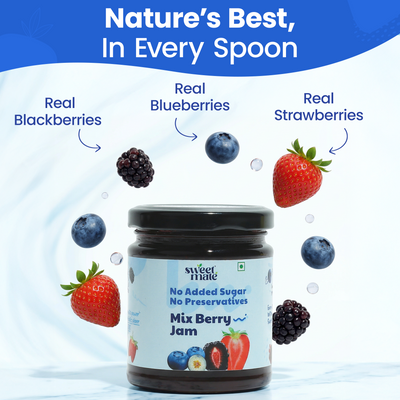 Sweetmate 100% Natural No Added Sugar Mix Berry Jam - 220g