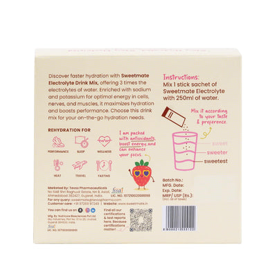 Sweetmate Electrolyte Drink Mix- Strawberry Flavour (Pack of 20)