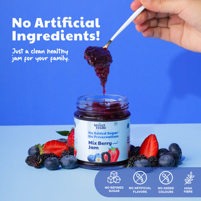 Sweetmate 100% Natural No Added Sugar Mix Berry Jam - 220g