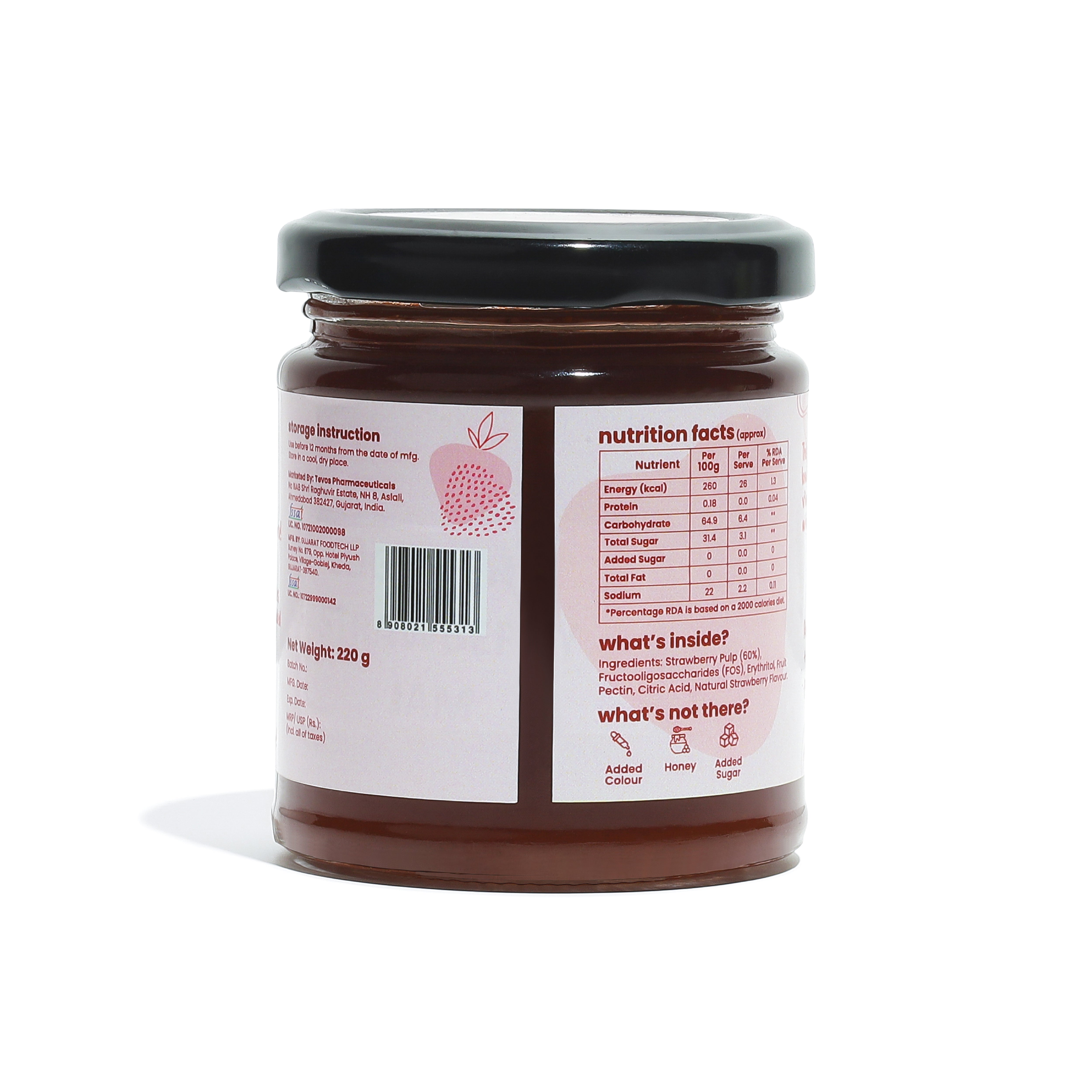 Sweetmate No Added Sugar Diabetic Friendly Strawberry Jam - 220g