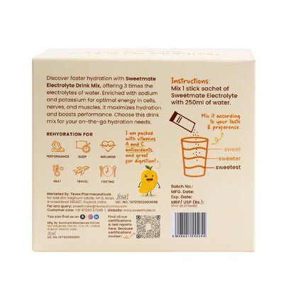 Sweetmate Electrolyte Drink Mix- Mango Flavour (Pack of 20)