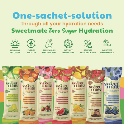 Sweetmate Electrolyte Drink Mix- Lemon Lime Flavour (Pack of 20)